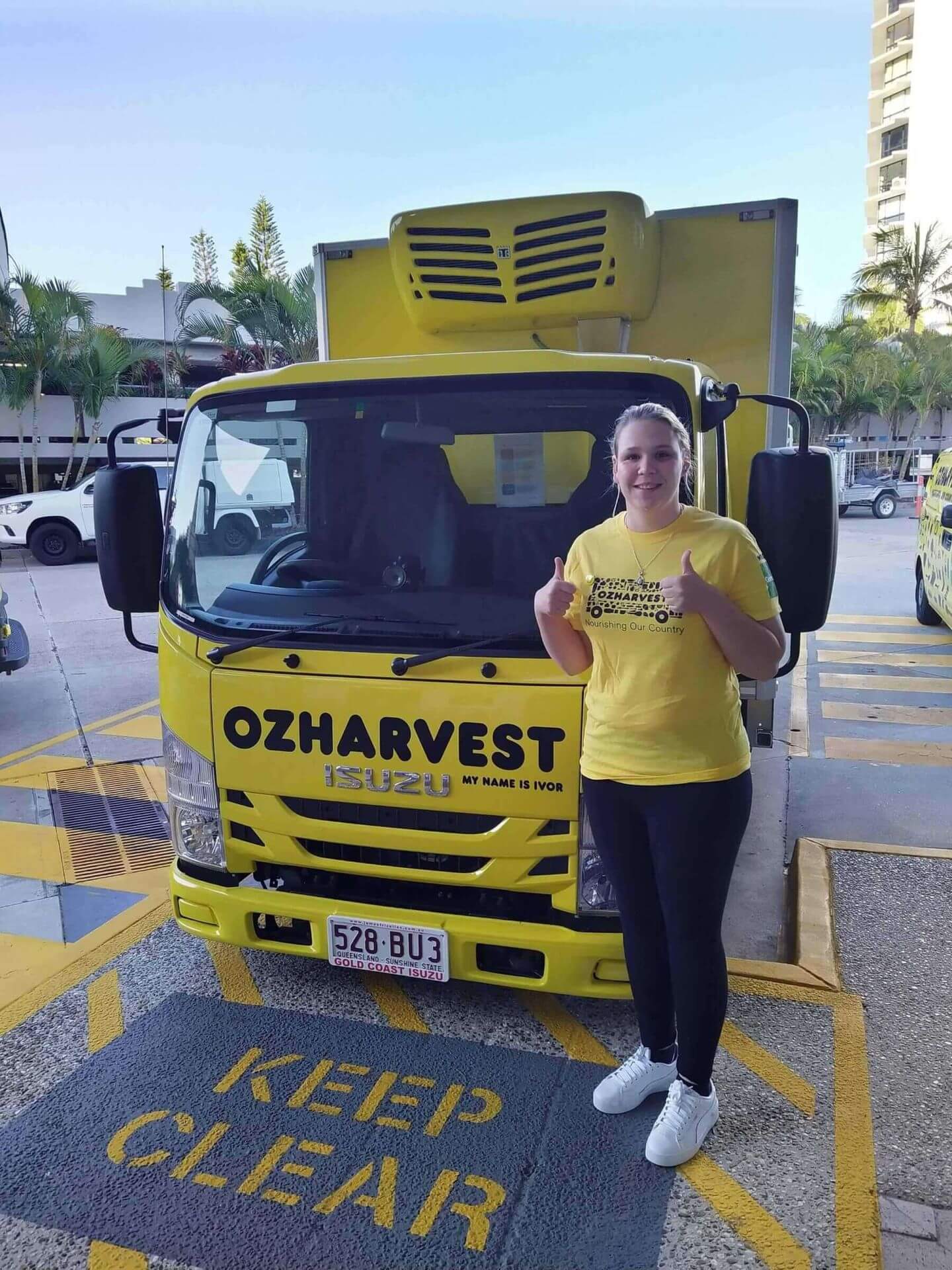 Abbies first food rescue shift with driver Tracey scaled