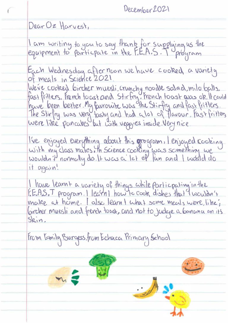 Thankyou Letters Echuca PS Emily